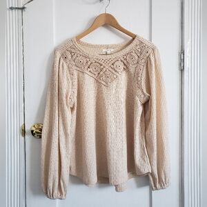 Romantic Soft Girl Blouse - Vintage Inspired Cottagecore Boho Style Crochet - M